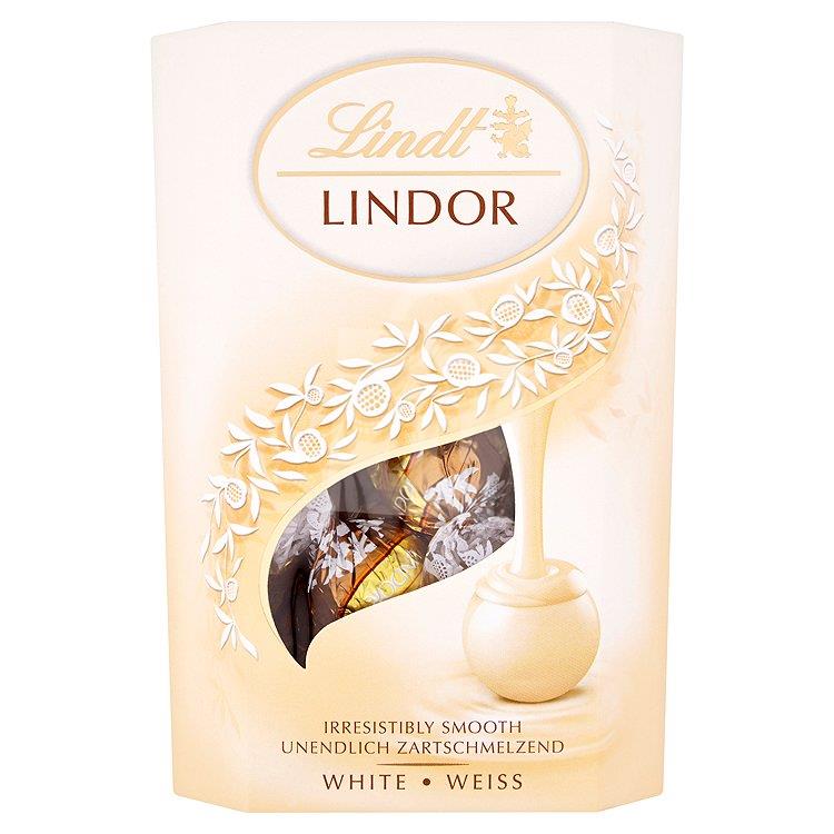 Dezert Lindor čokoládové bonbóny z bielej čokolády s jemnou tekutou náplňou 200g Lindt