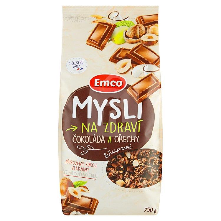 Cereálie chrumkavé Mysli na Zdraví čokoláda a orechy 750g Emco