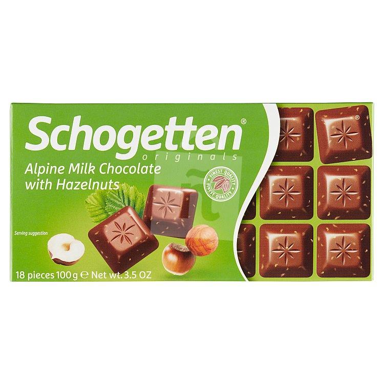 Čokoláda alpine milk chocolate s lieskovými orieškami 100g Schogetten