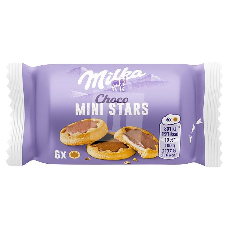 Sušienky Choco mini Stars s mliečnou náplňou v mliečnej čokoláde z alpského mlieka 37,5g Milka