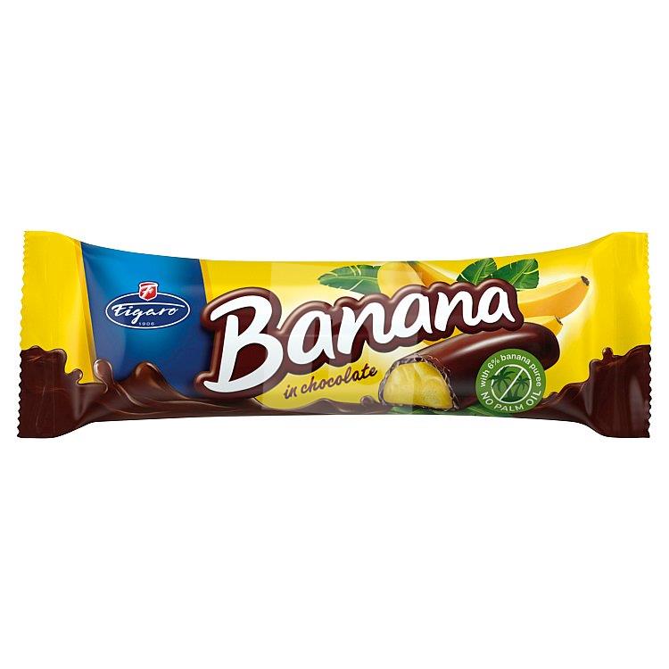 Tyčinka čokoládová Banana penové banánové želé v čokoláde 25g F Figaro