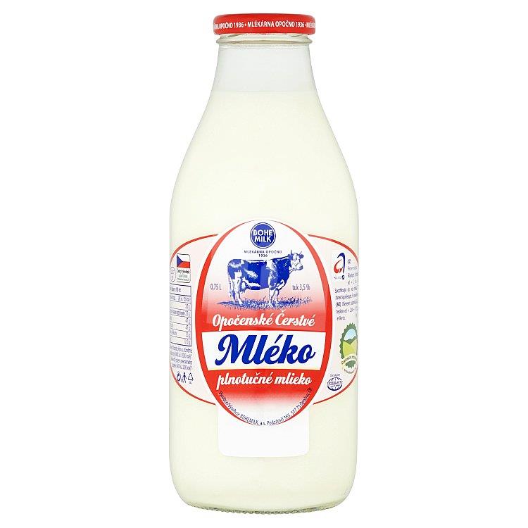 Čerstvé mlieko plnotučné 3,5% 750ml sklo Bohemilk