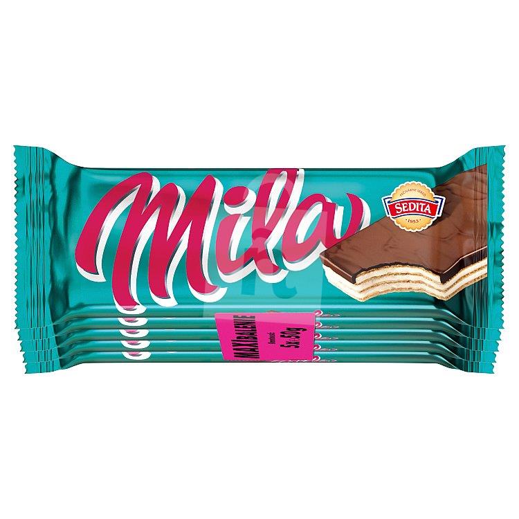 Oblátka Mila polomáčané rezy v kakaovej poleve s mliečnou náplňou multipack 4+1 zdarma 250g Sedita