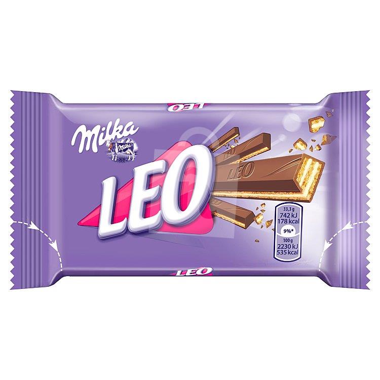Oblátka chrumkavá mliečna čokoláda s krémom Leo 33,3g Milka