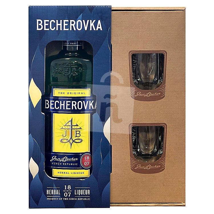 Bylinný likér 38% 700 ml + 2shot poháre Becherovka