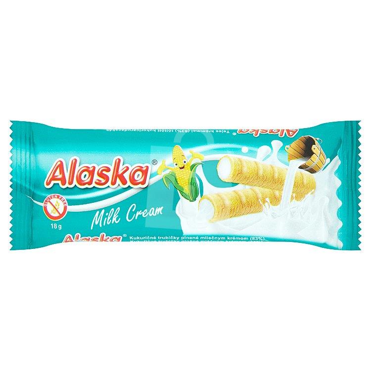 Trubičky kukuričné plnené mliečnym krémom bezlepkové 18g Alaska