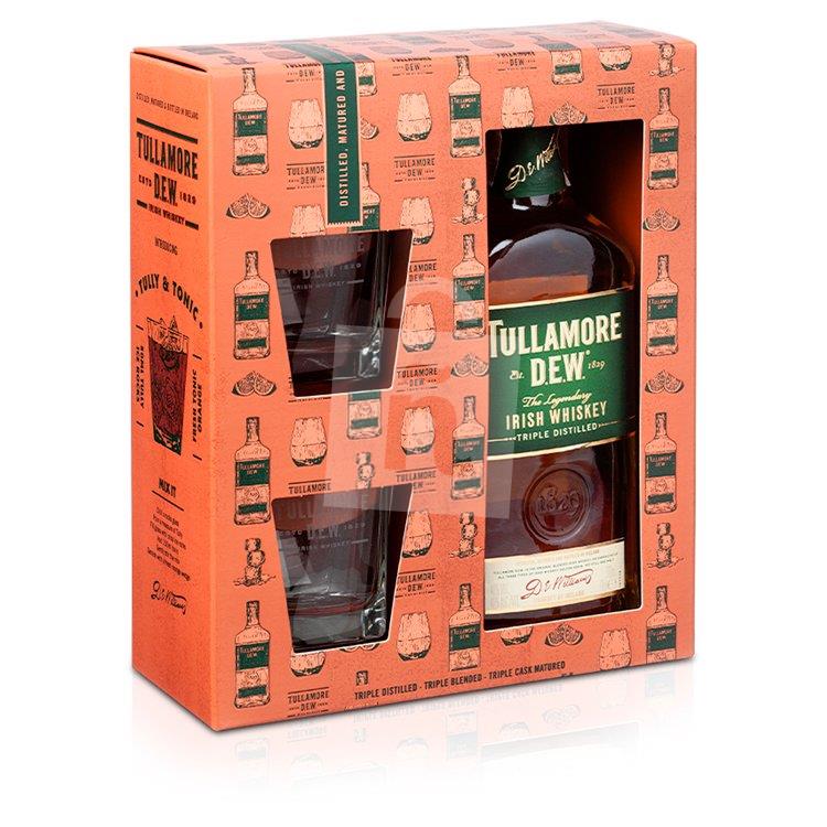 Whiskey D.E.W. irish The Legendary original triple distilled 40% 0,7 l + 2 poháre Tullamore Dew