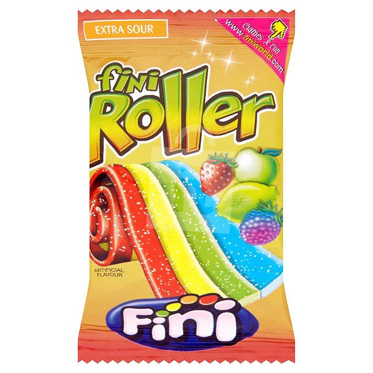 Cukrovinka želé Roller Rainbow extra sour pásiky s ovocnou príchuťou 20g Fini