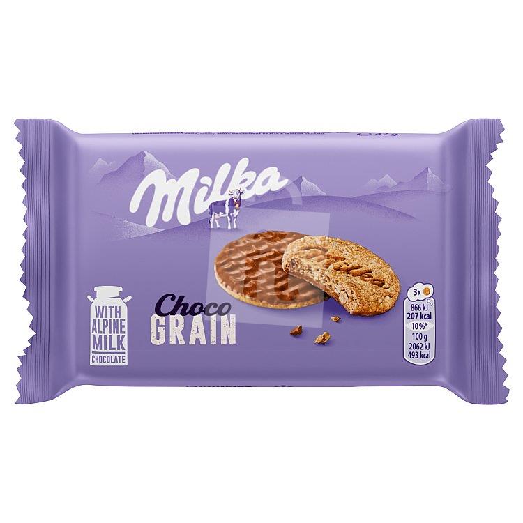 Sušienky Choco grains s ovsenými vločkami polomáčané mliečnou čokoládou 42g Milka
