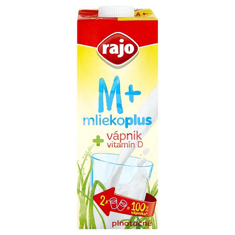Mlieko trvanlivé plnotučné Mliekoplus M+ 3,5% vápnik, vitamín D 1l Rajo