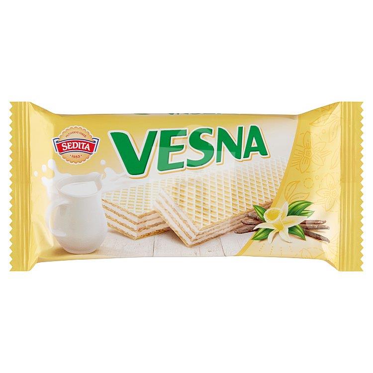 Oblátky Vesna s mliečnou krémovou náplňou so smotanovo vanilkovou arómou 50g Sedita