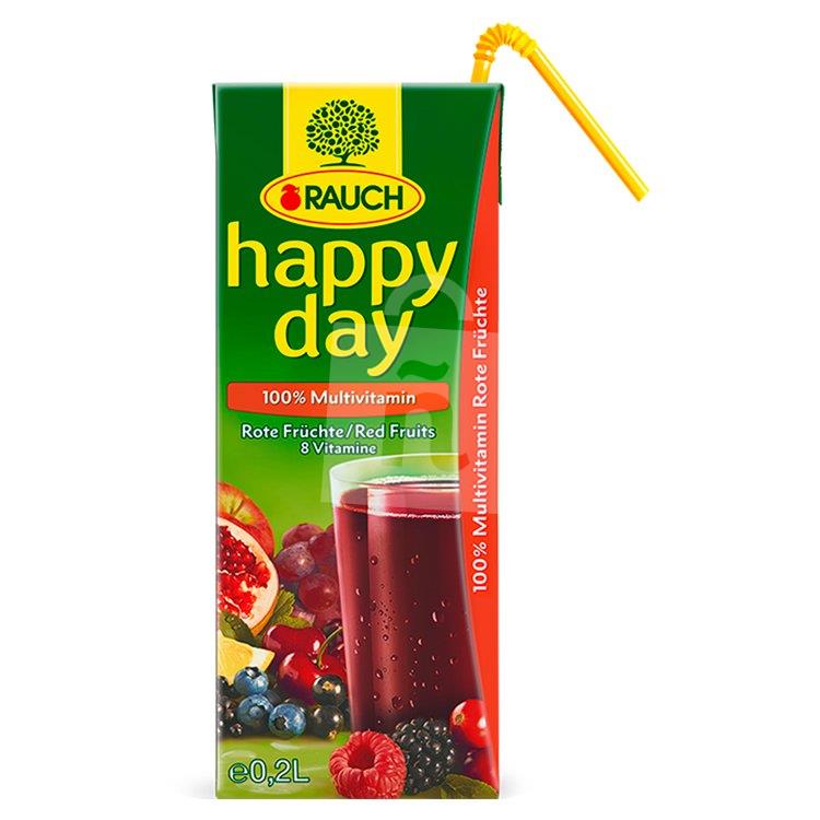 Džús Happy Day 100% multivitamín red 200ml Rauch