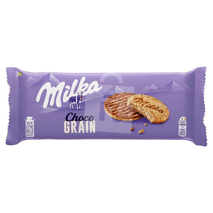 Sušienky Choco grains s ovsenými vločkami polomáčané v mliečnej čokoláde 126g Milka