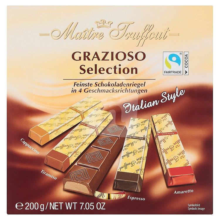 Dezert Grazioso selection mix plnených horkých a mliečnych čokoládových tyčiniek 200g Maitre Truffout