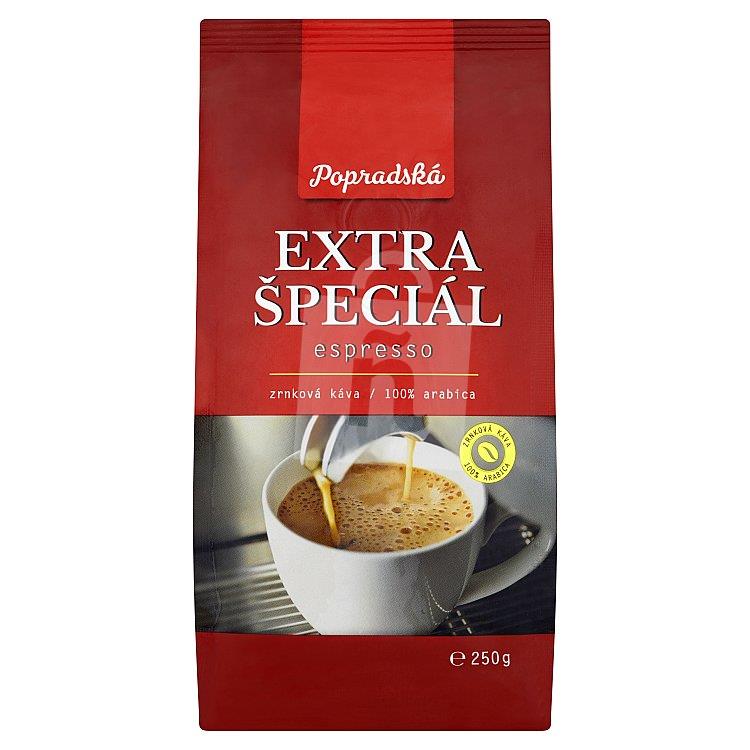Káva pražená zrnková Extra špeciál espresso 250g Popradská
