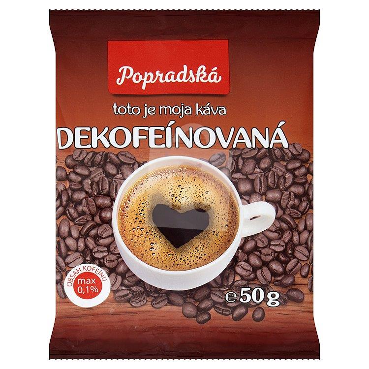 Káva pražená mletá Dekofeínovaná 50g Popradská