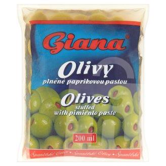 Olivy zelené plnené paprikovou pastou v slanom náleve 200ml / 195g Giana