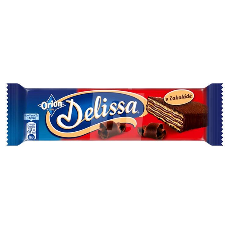 Oblátka Delissa s kakaovou náplňou máčaná v horkej čokoláde 33g Orion