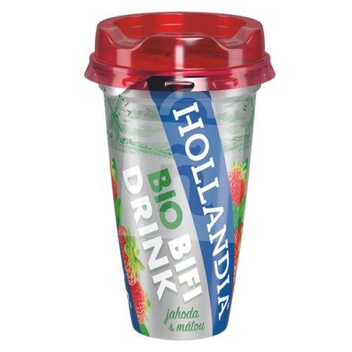 Jogurtový nápoj Bio BiFi jahoda s mätou 230g Hollandia