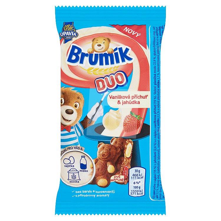 Jemné pečivo Brumík Duo s náplňou vanilka a jahoda 30g Opavia