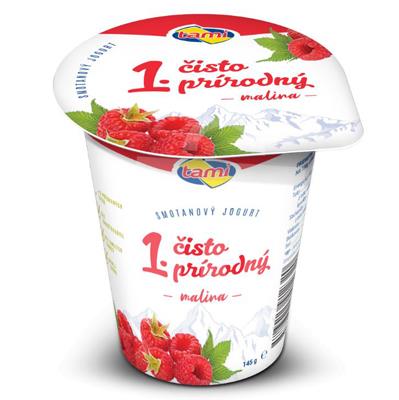 Jogurt smotanový 1.čisto prírodný 8,5% malina 145g Tami