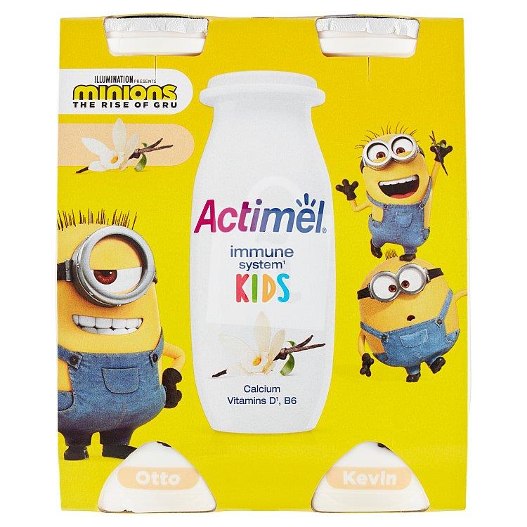 Jogurtové mlieko Actimel s vitamínmi B6 a D - Minions Kids -vanilka 4x100g / 400g Danone