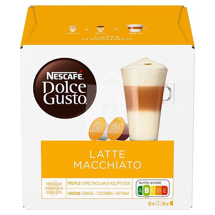 Kávové kapsule latte macchiato káva 8 x 7g + mlieko 8x 15,9 / 183,2g Nescafé Dolce Gusto
