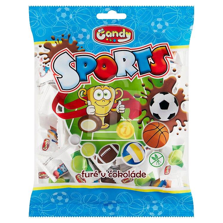 Cukríky furé Sport s jahodovou a malinovou náplňou celomáčané v mliečnej čokoláde 200g Candy