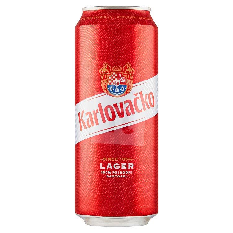 Pivo svetlý ležiak Lager 5% 500ml plech Karlovačko
