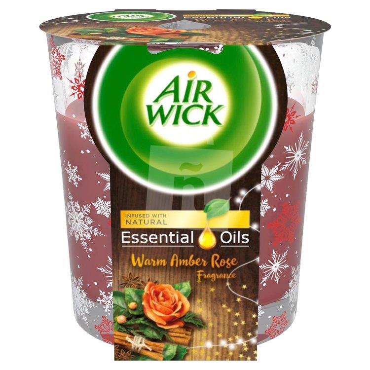 Sviečka vonná v skle Natural Essential Oils warm amber rose 105g Air Wick