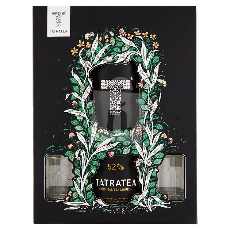 Čajovo – bylinný likér Tatratea Originál 52% 0,7l + 2 poháre darčekové balenie Karloff