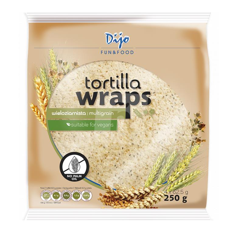 Placky pšeničné Tortilla wraps fresh multigrain 4 x 62,5g / 250g Dijo