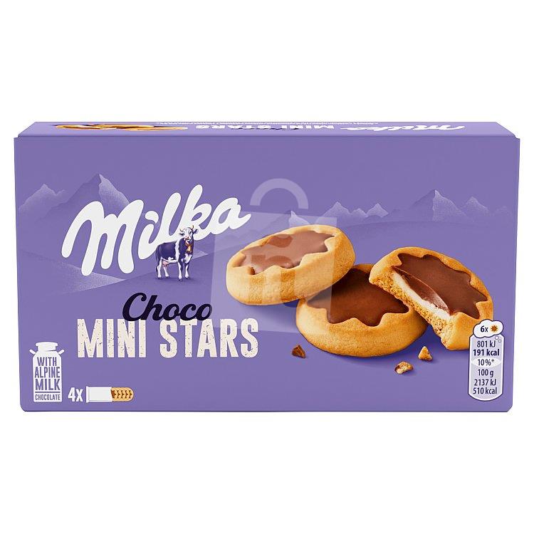 Sušienky Choco mini Stars plnené s mliečnou náplňou polomáčané v mliečnej čokoláde 4x37,5g / 150g Milka
