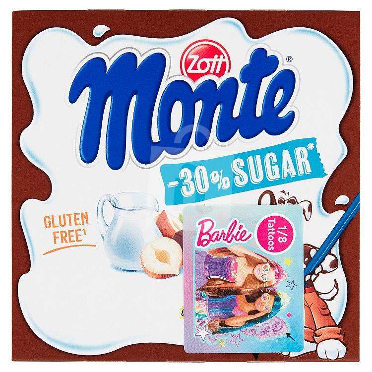 Mliečny rez Monte Snack -30% cukru mliečny krém a lahodná čokoláda s príchuťou lieskových orieškov 4 x 55g /220g Zott