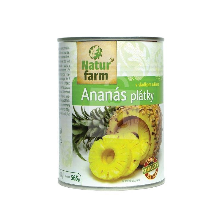 Kompót ananásový plátky v sladkom náleve PP 340g / 565g Natur Farm