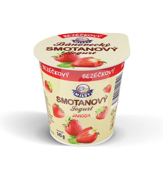 Jogurt smotanový Bánovecký bezečkový jahoda 145g MILSY