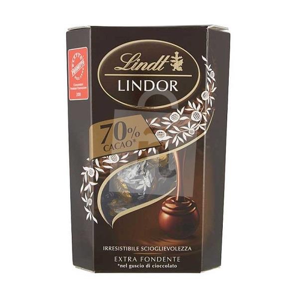 Dezert Lindor čokoládové bonbóny 70% extra horká čokoláda s jemnou krémovou náplňou 200g Lindt