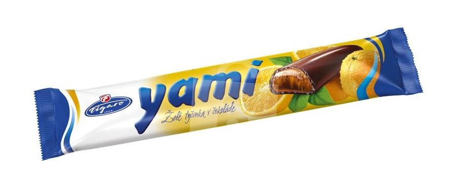Tyčinka želé v čokoláde Yami kandizovaná pomarančová kôra 25g F Figaro