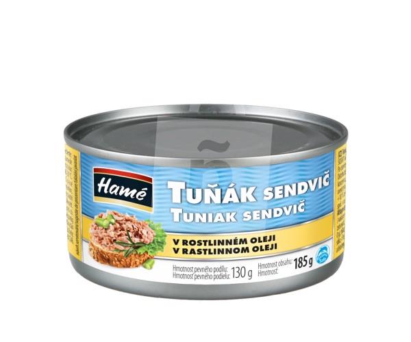 Tuniak Sendvič v rastlinnom oleji jemne drvený 130g / 185g Hamé