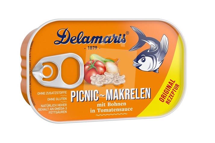 Šalát makrelový Piknik s fazuľami v paradajkovej omáčke 125g Delamaris