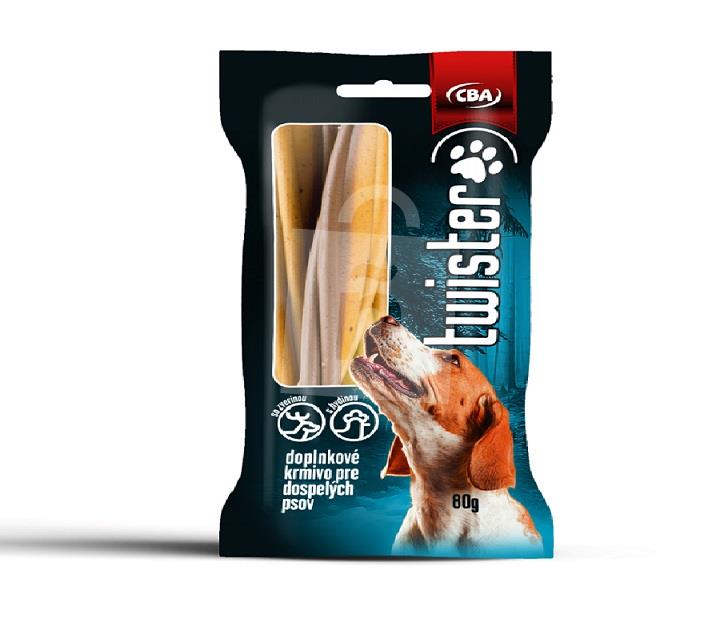 Doplnkové krmivo pre dospelých psov Twister s hydinou a zverinou 80g CBA 