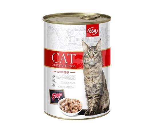 Konzerva kompletné krmivo pre mačky s hovädzím mäsom 415g CBA 