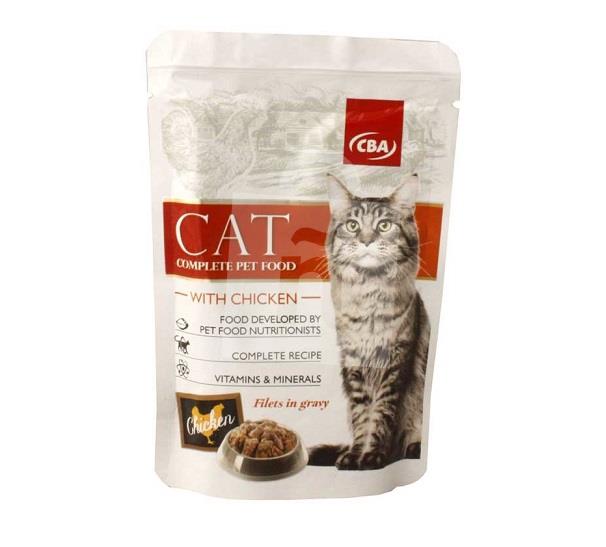 Kapsička pre mačky kompletné krmivo Filetky s kuracinou 85g CBA 