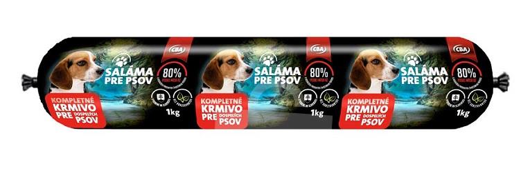 Saláma kompletné krmivo pre psov hydinová 80% 1kg CBA 