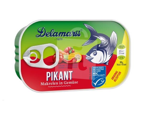 Šalát makrelový Pikant so zeleninou v paradajkovej omáčke 125g Delamaris