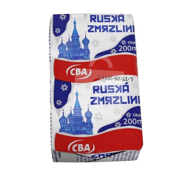 Ruská zmrzlina mrazený krém smotanový s vanilkovou príchuťou v oblátke 200ml CBA 
