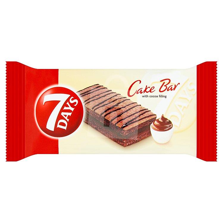 Cake bar jemné trvanlivé pečivo mini rez plnený kakaovou náplňou 30g 7 DAYS