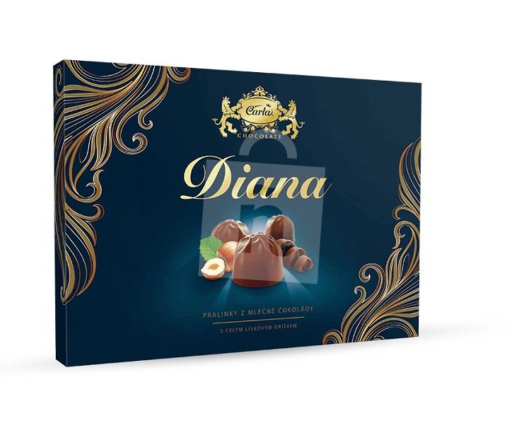 Dezert Diana pralinky v mliečnej čokoláde a celými jadrami lieskových orechov 133g Carla