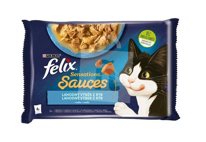 Kapsičky pre mačky Felix Sensations Sauce Lahodný výber z rýb treska a sardinky v omáčke 4x85g / 340g Purina