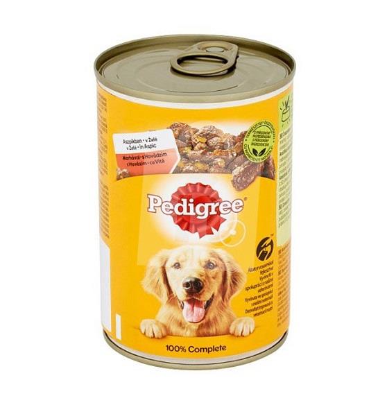 Konzerva pre psy kompletné krmivo pre dospelé psy s hovädzím v želé 400g Pedigree